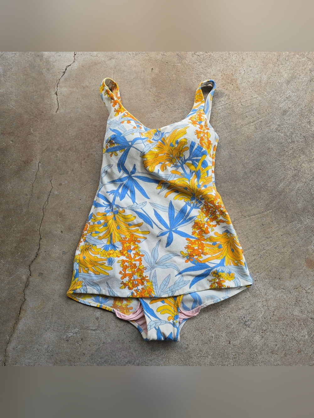 Vtg 1960s Sears Sea Star Swimwear Novelty Mod Hippie One Piece Bathing Suit